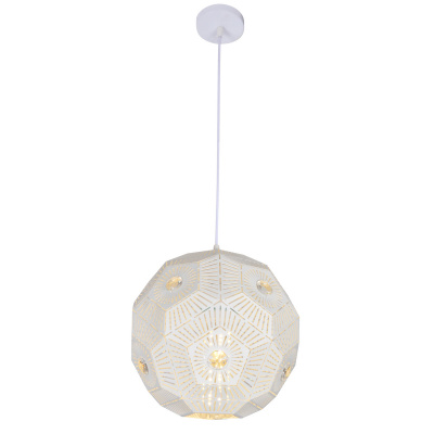Lampa wisząca biała, perforowana kula z kryształami Euphoria Candellux 31-69689