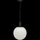 Lampa wisząca biała, szklana, prążkowana kula Perlas Maytoni P061PL-01W