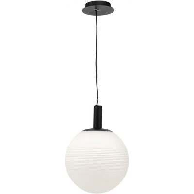 Lampa wisząca biała, szklana, prążkowana kula Perlas Maytoni P061PL-01W
