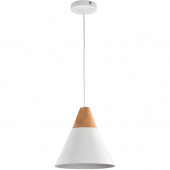 Lampa wisząca biały stożek z drewnianą bazą Bicones Maytoni Modern P359-PL-01-W