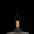 Lampa wisząca czarna, metalowa z drewnianą bazą Bicones Maytoni Modern P359-PL-350-C