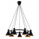 Lampa wisząca czarne, metalowe klosze ze złotym wnętrzem More Candellux 37-71170