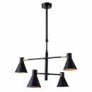 Lampa wisząca cztery czarne klosze, złote wnętrze, regulacja wysokości Less 34-72689