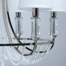 Lampa wisząca do dużego salonu, chrom, kryształki, białe abażury MW-LIGHT 686010506