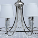 Lampa wisząca do dużego salonu, chrom, kryształki, białe abażury MW-LIGHT 686010506