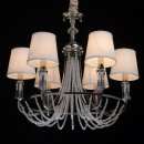 Lampa wisząca do dużego salonu, chrom, kryształki, białe abażury MW-LIGHT 686010506