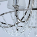 Lampa wisząca do dużego salonu, chrom, kryształki, białe abażury MW-LIGHT 686010506