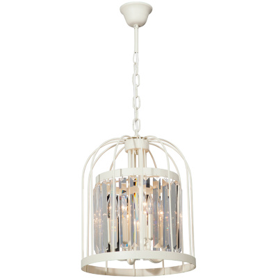 Lampa wisząca do kuchni, jadalni, sztabkowe kryształy, beżowa klatka Vitaluce VE5145-3/4