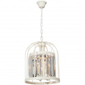 Lampa wisząca do kuchni, jadalni, sztabkowe kryształy, beżowa klatka Vitaluce VE5145-3/4