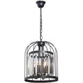 Lampa wisząca do kuchni, jadalni, sztabkowe kryształy, czarna klatka Vitaluce VE5145-1/4