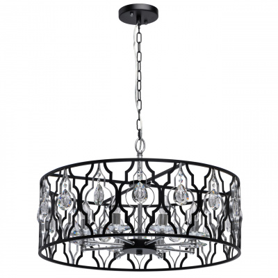 Lampa wisząca duża, czarno-srebrna z kryształami Alghero MW-LIGHT Loft 285011908