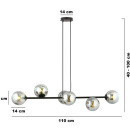 Lampa wisząca grafiowe kule ROSSI 6 BL GRAFIT Emibig 875/6