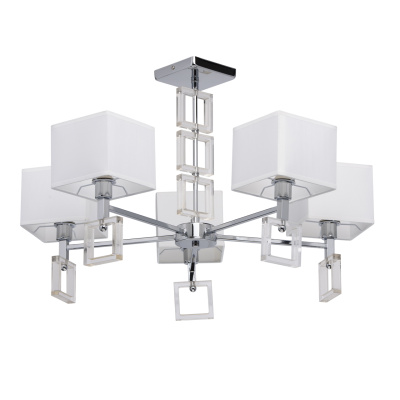 Lampa wisząca kwadratowe, białe klosze, chromowana podstawa MW-LIGHT Megapolis 101012405