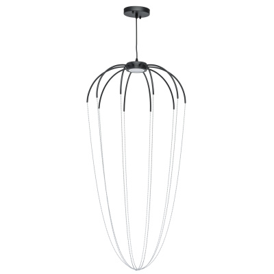 Lampa wisząca LED czarna, chromowane koraliki RegenBogen Industrial 412010601