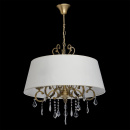 Lampa wisząca mosiężna z beżowym abażurem i kryształami CHIARO Elegance 355011905