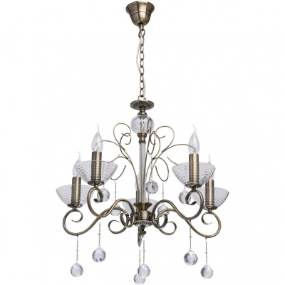 Lampa wisząca na 5 żarówek - świeczek, antyczny mosiądz MW-LIGHT Classic - wycof 683010405