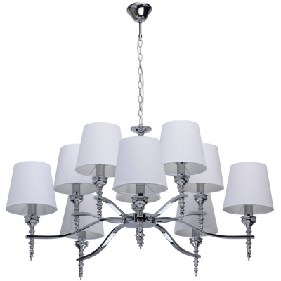 Lampa wisząca na łańcuchu 10-punktowa MW-LIGHT Elegance chrom i białe klosze 692011110