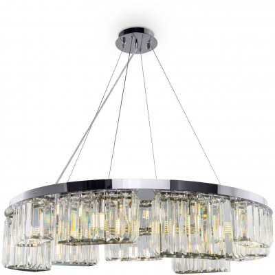 Lampa wisząca okrągła, chromowana, kolumnada szklana Colline Maytoni MOD083PL-09CH