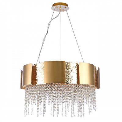 Lampa wisząca okrągła, złota, na trzech linkach, Carmen CHIARO Crystal 394012112