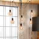 Lampa wisząca pająk - złote klatki na żarówki, na czarnych przewodach Verin 36-57471