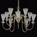 Lampa wisząca perłowo-złota, 10-ramienna, białe szklane klosze MW-LIGHT Elegance 303011810