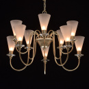 Lampa wisząca perłowo-złota, 10-ramienna, białe szklane klosze MW-LIGHT Elegance 303011810