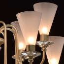 Lampa wisząca perłowo-złota, 10-ramienna, białe szklane klosze MW-LIGHT Elegance 303011810