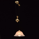 Lampa wisząca podnosząca i opadająca w kolorze złota, klosz alabastrowe szkło 327010501