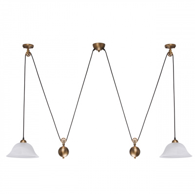 Lampa wisząca podwójna, miedź i alabastrowe szkło MW-LIGHT Classic 327010802