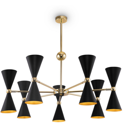 Lampa wisząca podwójne, czarne stożki ze złotym wnętrzem Vesper Maytoni MOD108PL-14GB