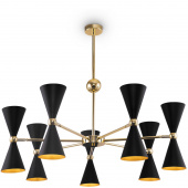 Lampa wisząca podwójne, czarne stożki ze złotym wnętrzem Vesper Maytoni MOD108PL-14GB