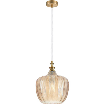 Lampa wisząca pojedyncza szklany klosz w jodełkę Festa Maytoni P032PL-01BS