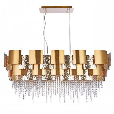 Lampa wisząca, prostokątna, złota kryształkami Carmen CHIARO Crystal 394012026