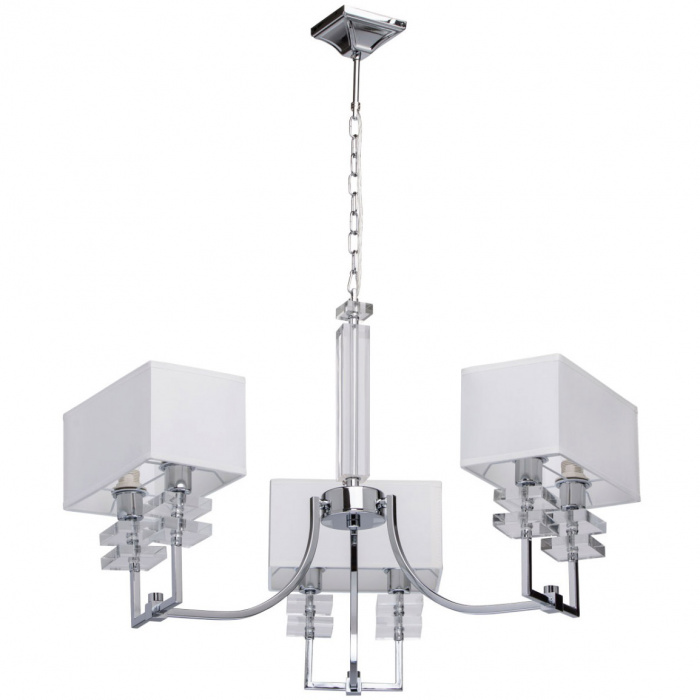 Lampa wisząca prostokątne, białe klosze, 3 ramiona, 6 żarówek MW-Light Megapolis