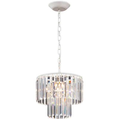 Lampa wisząca, prostokątne kryształy, biała podstawa Vitaluce VE5179-0/4