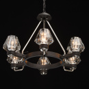 Lampa wisząca styl LOFT, 6-ramion, czarna, szklane klosze RegenBogen Loft 104012506