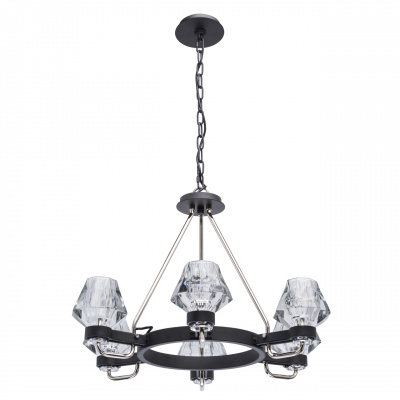 Lampa wisząca styl LOFT, 6-ramion, czarna, szklane klosze RegenBogen Loft 104012506