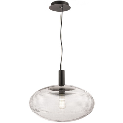 Lampa wisząca szklana elipsoida prążkowana Perlas Maytoni P062PL-01GR