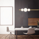 Lampa wisząca trzy białe kule LED na złotym pręcie Freccia Maytoni MOD063PL-L50G3K