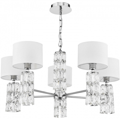 Lampa wisząca z białymi abażurami i ozdobnymi szkiełkami Talento Maytoni DIA008PL-05CH