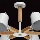 Lampa wisząca z drewnianą konstrukcją i białymi, metalowy kloszami MW-LIGHT 693011106