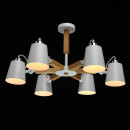 Lampa wisząca z drewnianą konstrukcją i białymi, metalowy kloszami MW-LIGHT 693011106