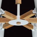 Lampa wisząca z drewnianą konstrukcją i białymi, metalowy kloszami MW-LIGHT 693011106