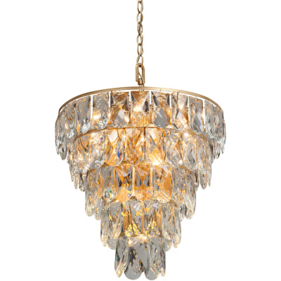 Lampa wisząca z dużych kryształów ułożonych kaskadowo, złota Vitaluce VE5263-8/20+1