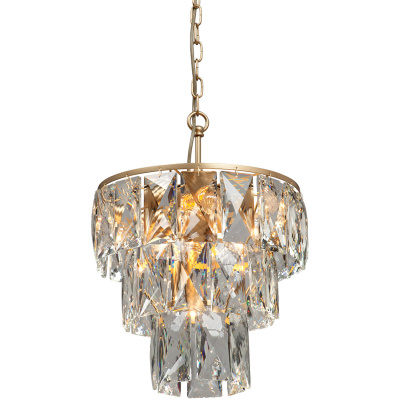 Lampa wisząca z dużych kryształów, złota rama, 7 żarówek Vitaluce VE5262-8/6+1