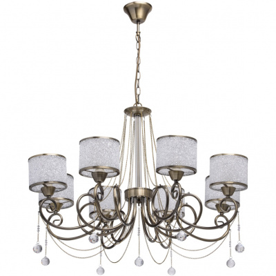 Lampa wisząca z kryształkami na 8 żarówek - antyczny mosiądz MW-LIGHT Classic 372013508