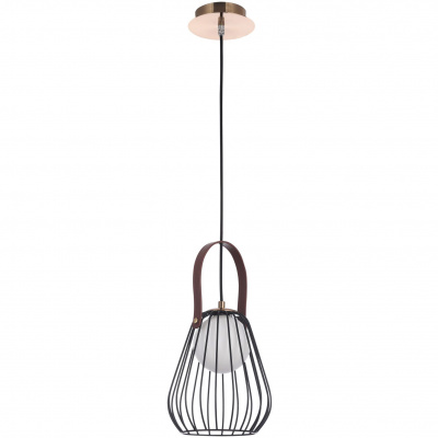 Lampa wisząca żarówka w klatce, skórzany pasek Indiana Maytoni Modern MOD544PL-01B