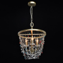 Lampa wisząca złota z kolorowymi kryształami Valencia CHIARO Classic 299012004