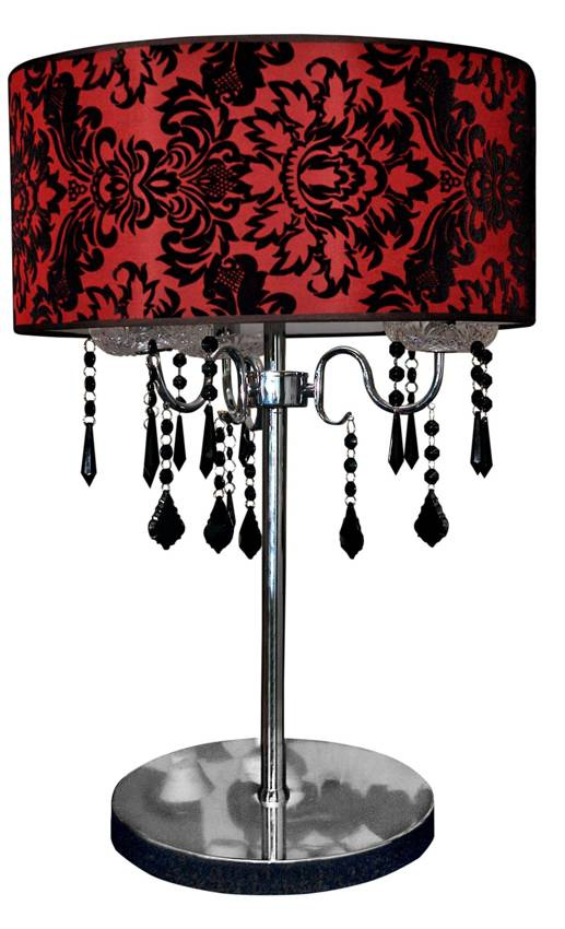 Lampa stolowa czerwono-czarna welur Astor 43-80540-9764_1 - lampa stolowa styl glamour