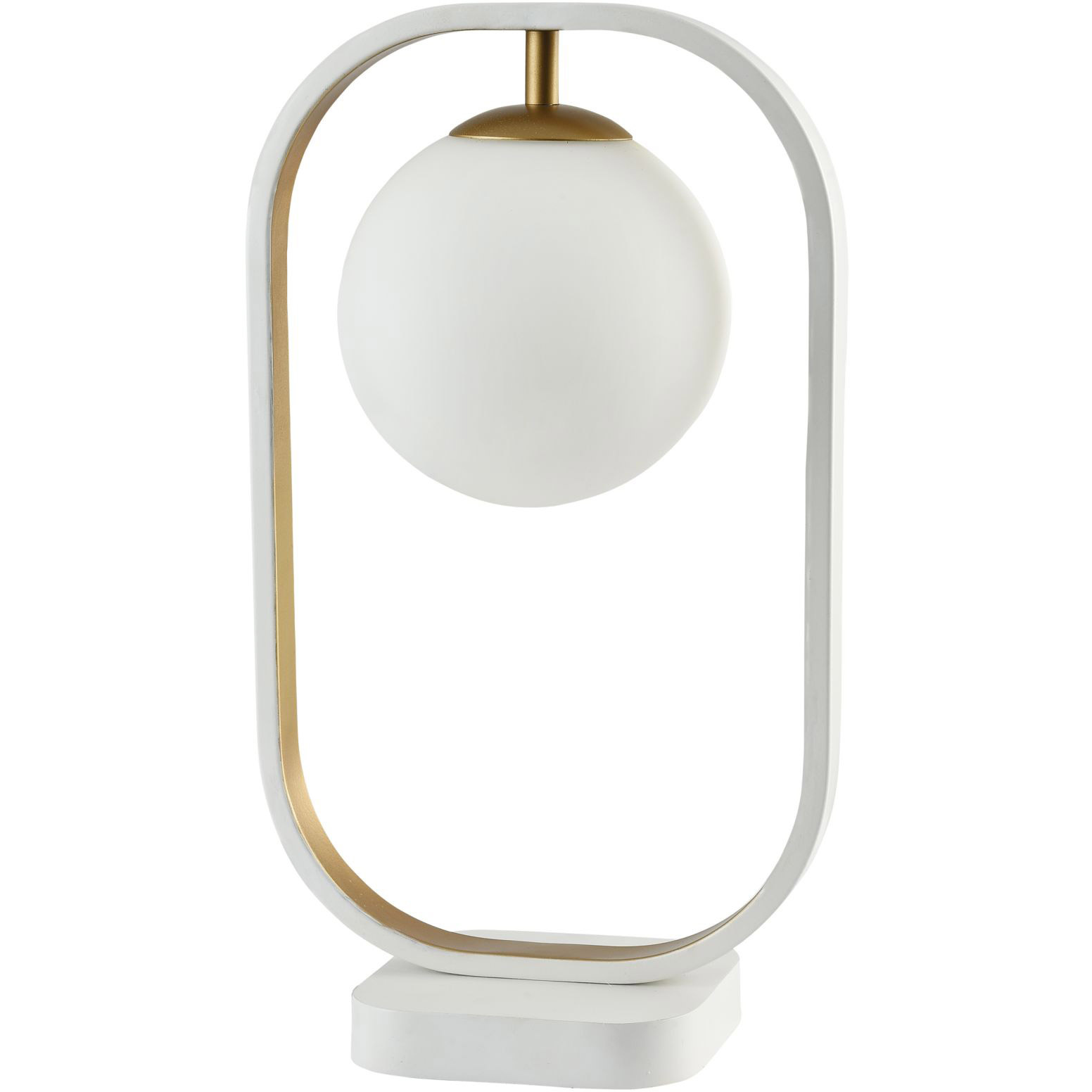 Lampa stołowa w stylu glamour, oświetlenie toaletki, szklana kula, biały + złoty